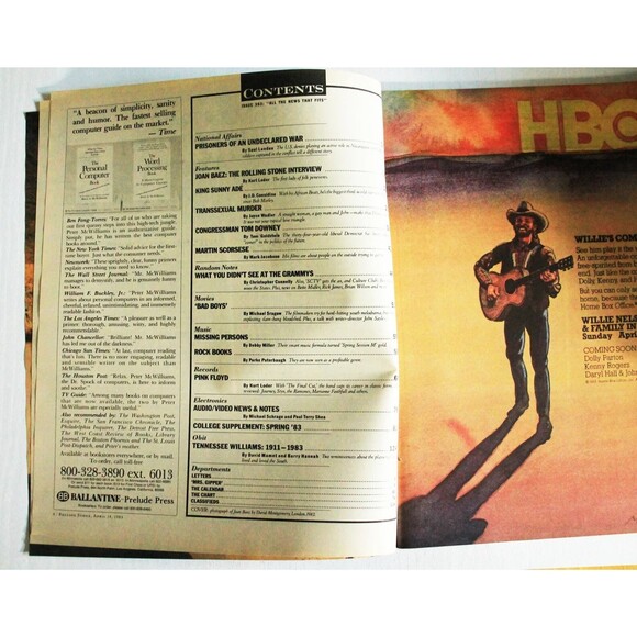 Joan Baez - Vintage 80's Rolling Stone Magazine 1983- Issue #393 - Picture 2 of 4